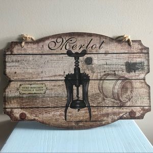 👛(ANY 2/$20)Rustic Style Screen Art Sign,Asymmetrical Merlot and Corkscrew Theme